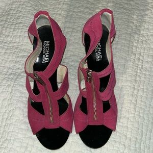 Michael Kors Suede zip up heels sz 9